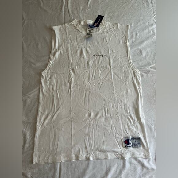 NWT VTG 90s Champion Tank Top White Sleeveless Muscle Mens Sz Large - Picture 1 of 9